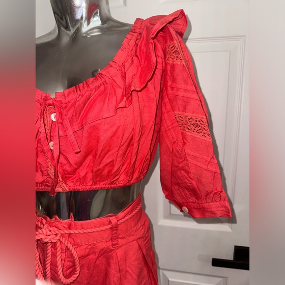 Free People Linen blend Crop Top & Pants Set small - Picture 16 of 16